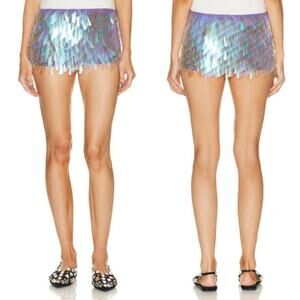 THE ATTICO | NWT Sequin Micro Mini Skirt in Opalescent Purple IT 42 / US M